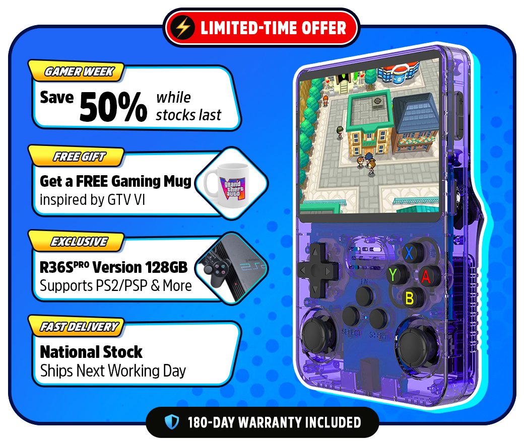 Original R36S™ Handheld – 21,500 Games from 25+ Consoles (180-Day Warranty)