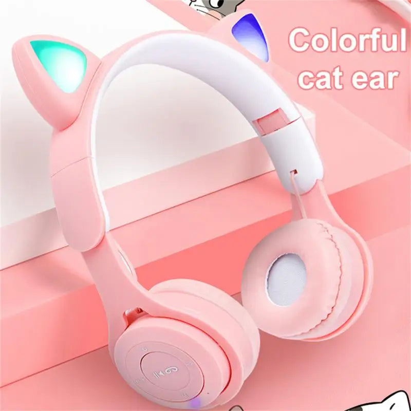 Luminous Cat Ears Bluetooth Headphones – Wireless Gaming Headset with Mic, Stereo Bass, Girls Gift
