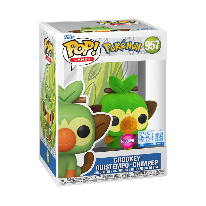 Funko Pop! Grookey (Flocked) – Pokémon Collection #957 (Exclusive Edition)