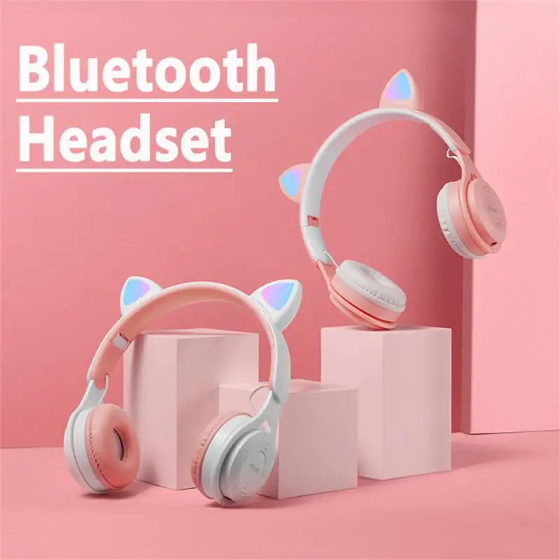 Luminous Cat Ears Bluetooth Headphones – Wireless Gaming Headset with Mic, Stereo Bass, Girls Gift