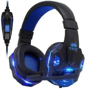 KP-397 Bluetooth Gaming Headset – Black & Blue, Built-in Microphone, Wireless