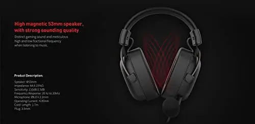 Bulian Pro Gaming Headset – 50mm Drivers, Noise-Cancelling Microphone, Deep Bass Sound